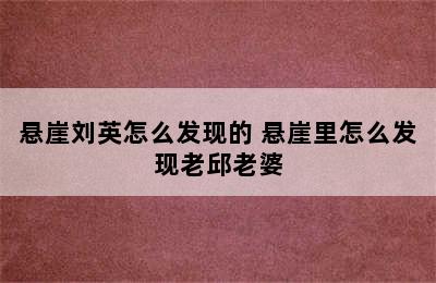 悬崖刘英怎么发现的 悬崖里怎么发现老邱老婆